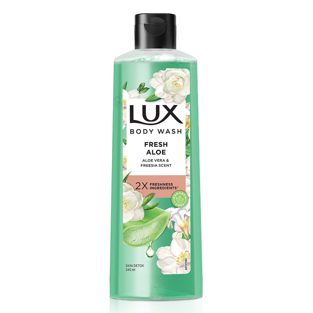 LUX Shower Gel, Freesia Scent & Aloe Vera Bodywash, Skin Cleanser With Long Lasting Fragrance, Paraben Free, 245 ml