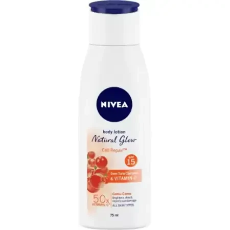 NIVEA Body Lotion Natural Glow, Cell Repair, SPF 15 & 50x Vitamin C  (75 ml)