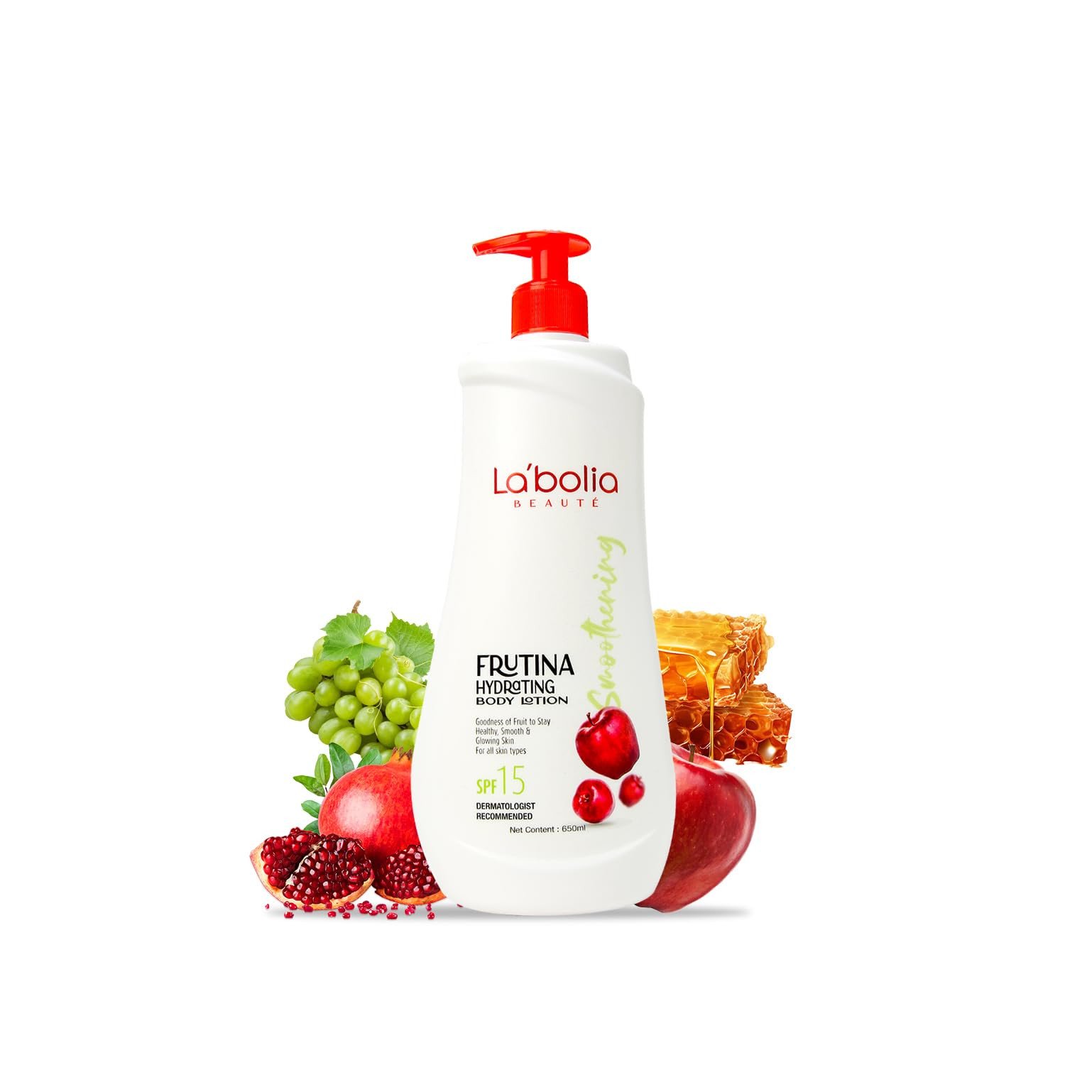 Labolia Beaute Frutina Hydrating Body Lotion for Smooth & Glowing Skin | SPF 15 | Suitable for All Skin Type | Dermatologist Recommended (650ml)