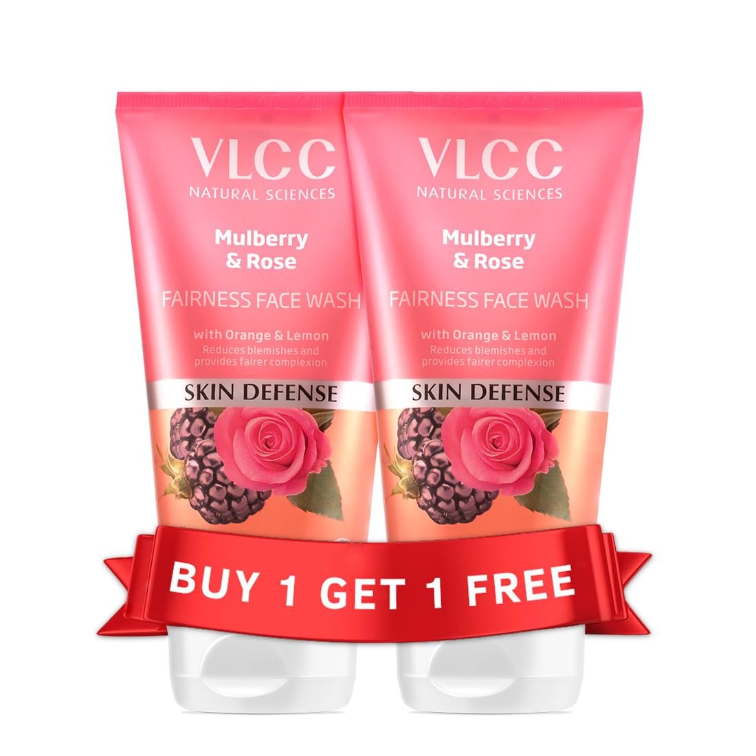 VLCC Mulberry & Rose Facewash - 150ml X 2 | Buy One Get One (300ml) | For Visible Glow and Fairness | With Rose, Mulberry, Orange & Lemon Peel Extract.