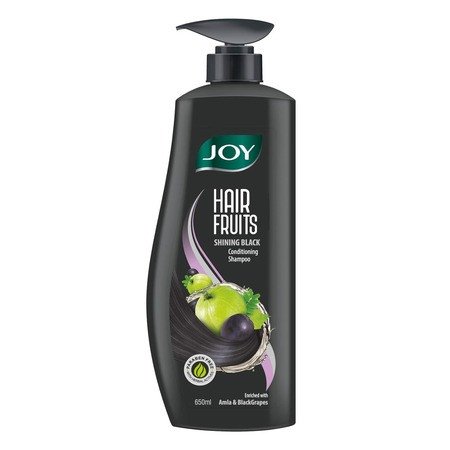 Joy Hair Fruits Shining Black Conditioning Shampoo Enriched with Amla & Black Grapes, 650 ml