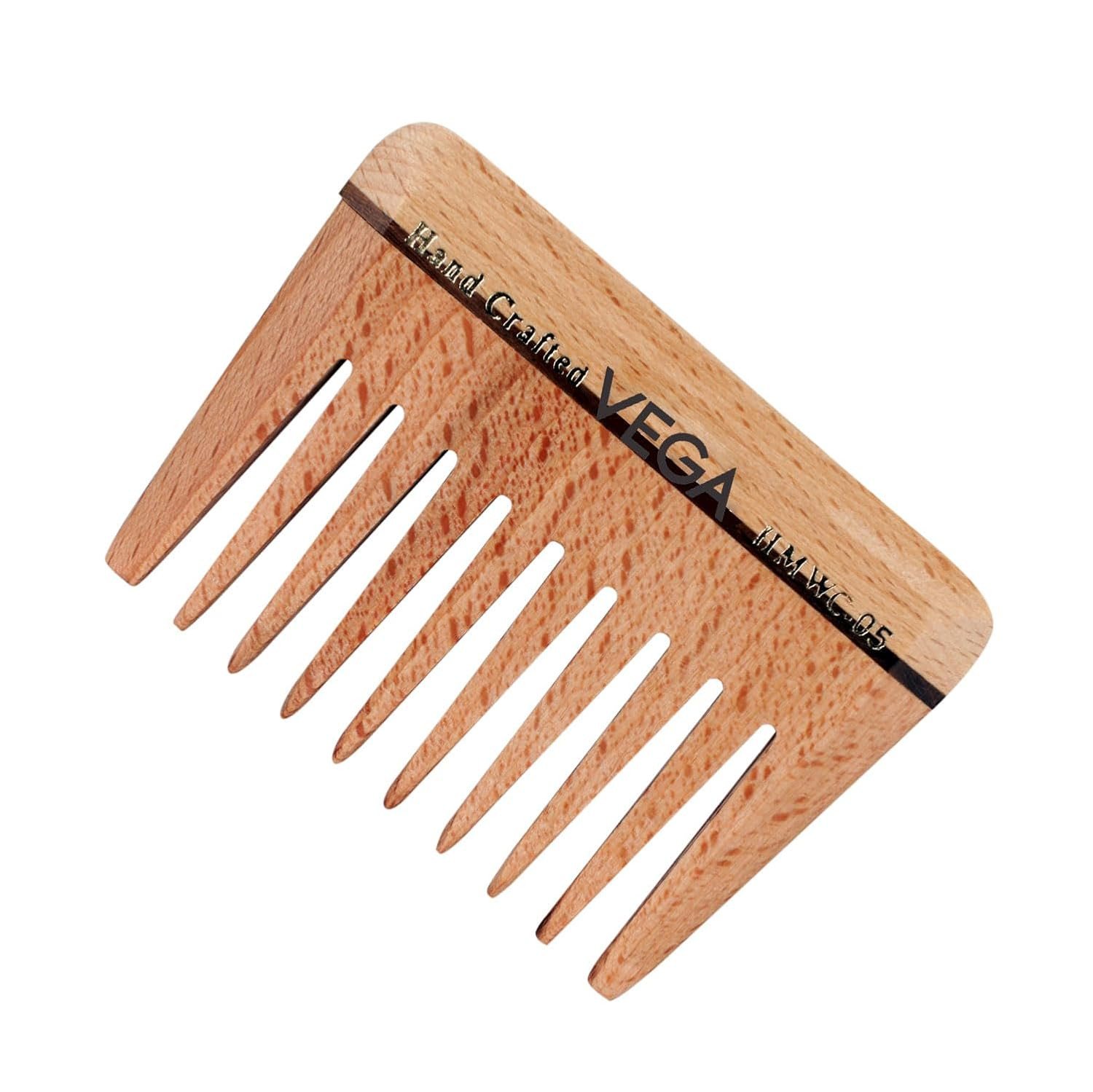 Vega Wooden Hair Comb with Wide Tooth,Handmade (India's No.1* Hair Comb Brand) For Men and Women HMWC 05