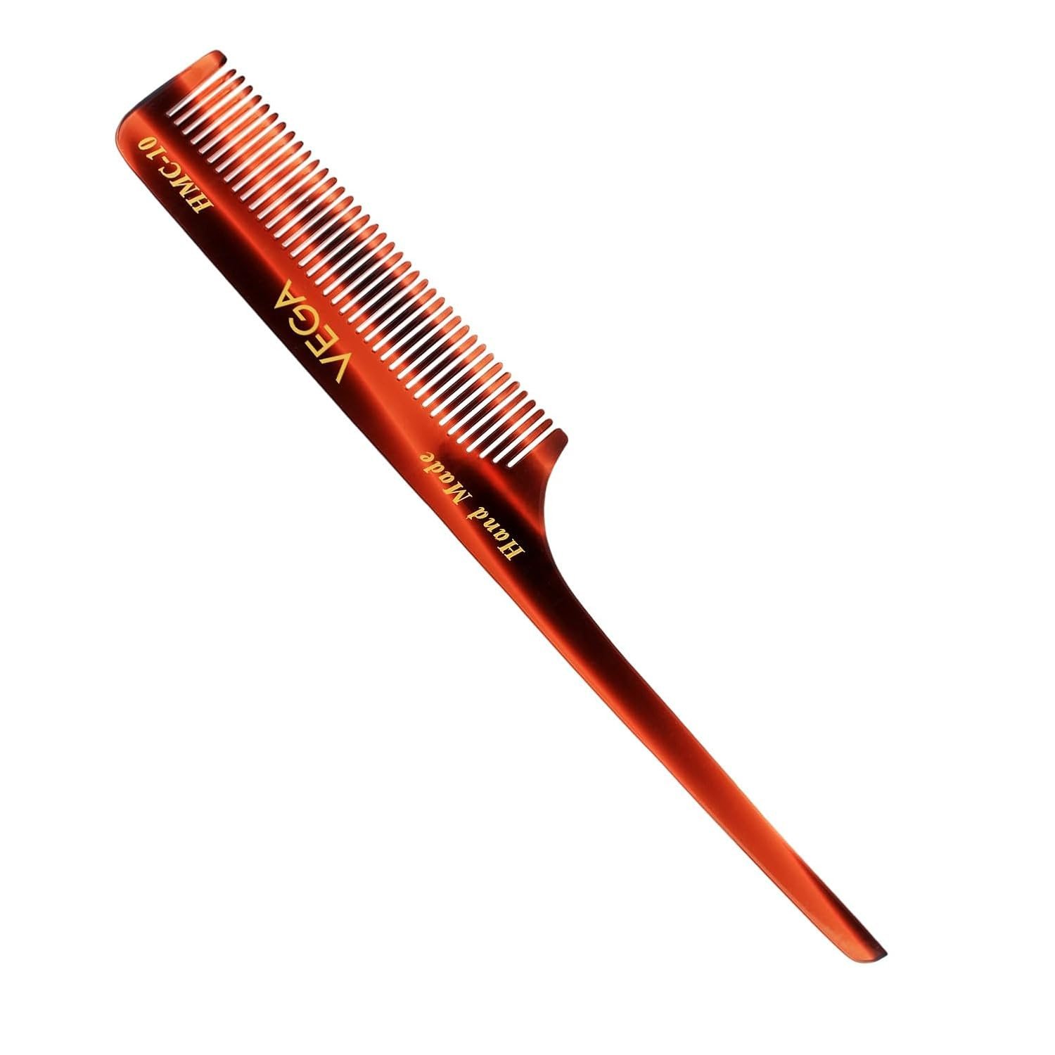 Vega Tortoise Shell Pattern Tail Hair Comb,Handmade, (India's No.1* Hair Comb Brand) For Women HMC 10