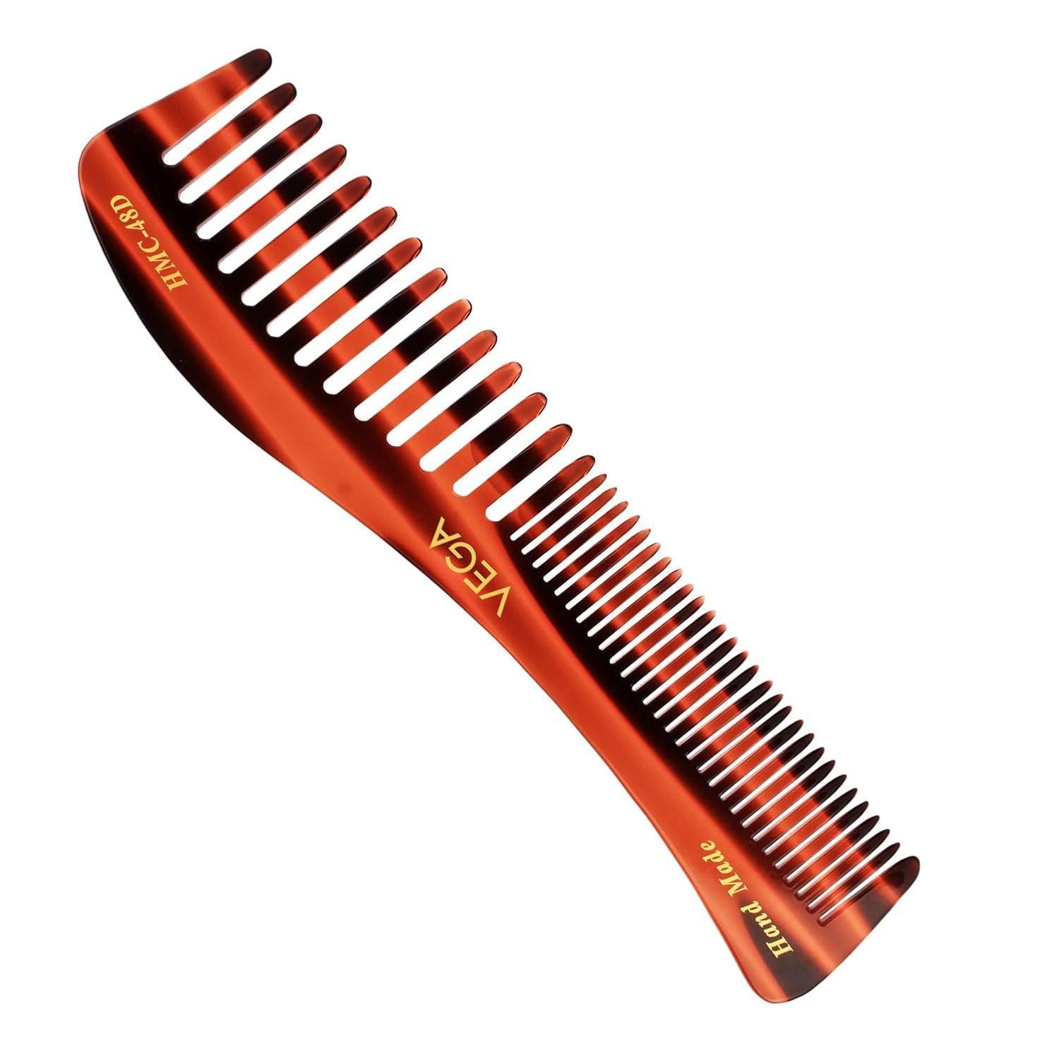 Vega Tortoise Shell Pattern Wide and Coarse Tooth Shampoo Hair Comb,Handmade, (India's No.1* Hair Comb Brand)For Men and Women HMC 48D