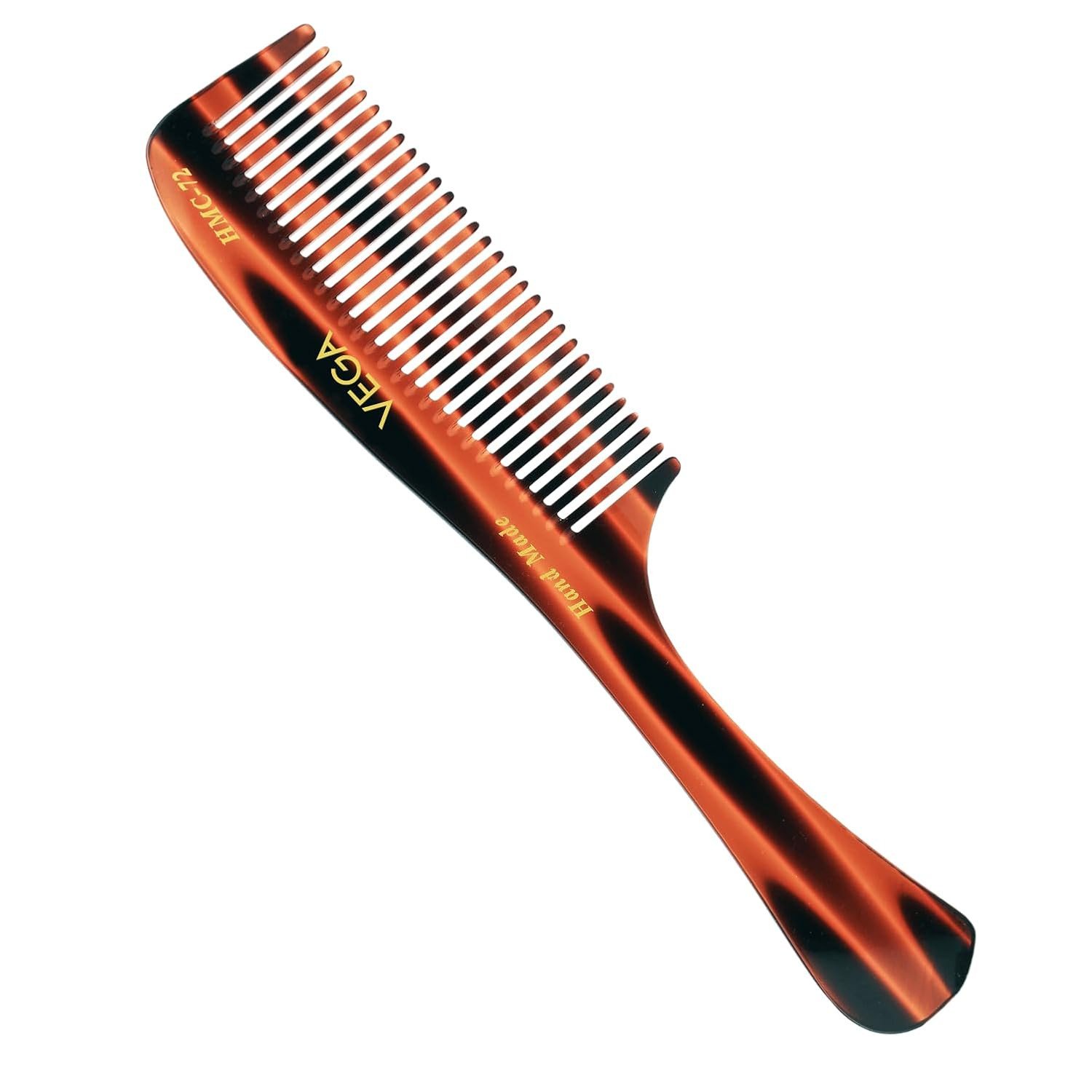 Vega Tortoise Shell Grooming Hair Comb,Handmade, (India's No.1* Hair Comb Brand)For Men and Women HMC 72