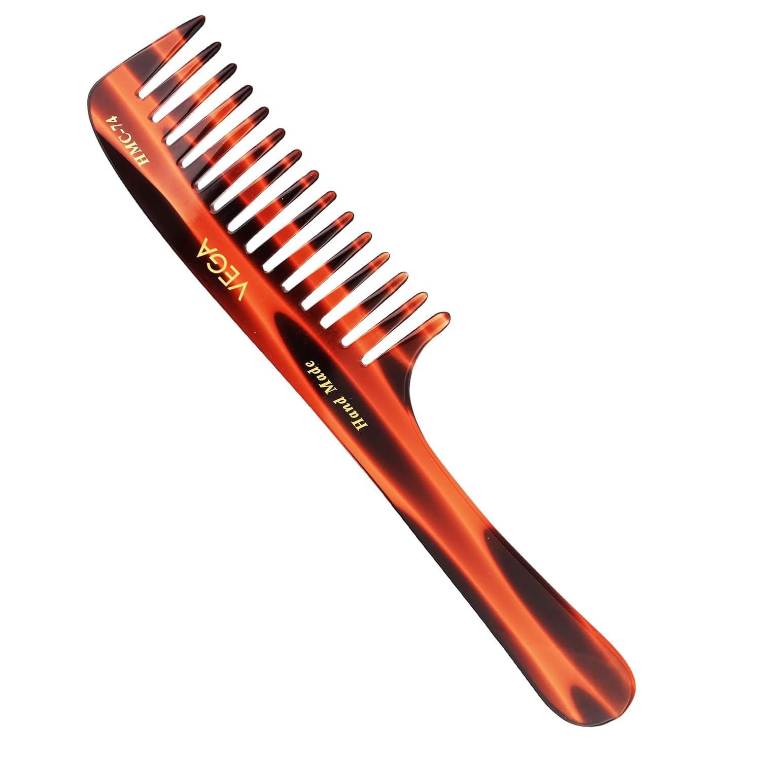 Vega Tortoise Shell Pattern Shampoo Hair Comb,Handmade, (India's No.1* Hair Comb Brand)For Men and Women HMC 74