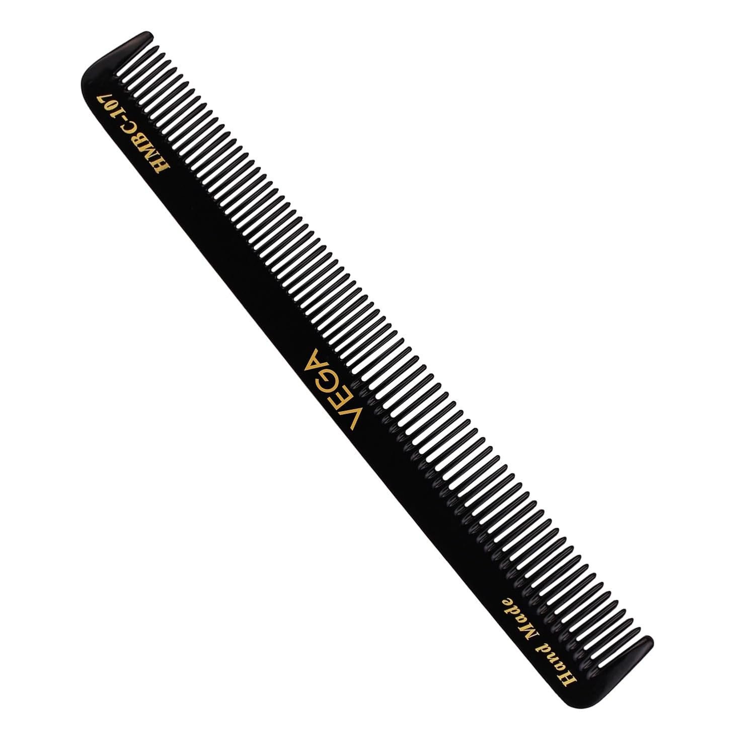 Vega Slim General Grooming Hair Comb, (India's No.1* Hair Comb Brand)For Men and Women Black,Handmade HMBC 107