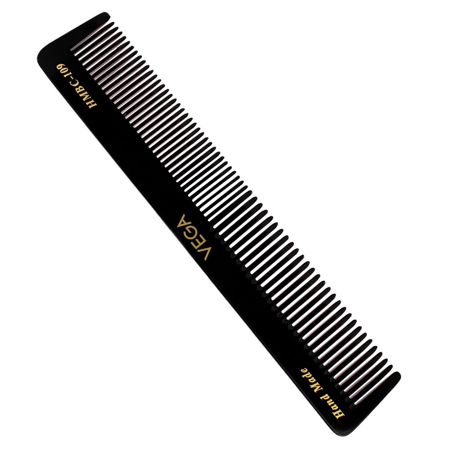 Vega General Grooming Hair Comb, (India's No.1* Hair Comb Brand)For Men and Women Black,Handmade HMBC 109