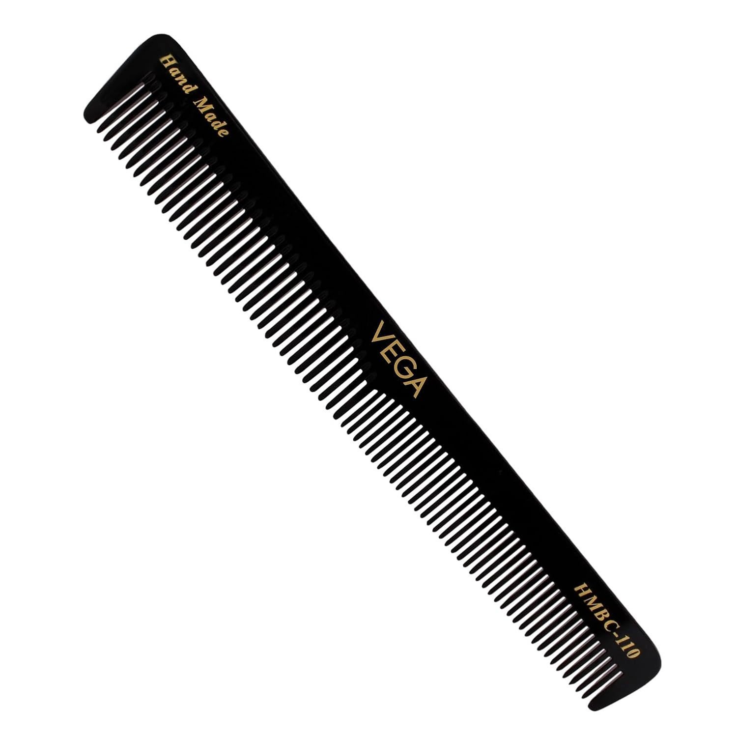 Vega General Grooming Hair Comb, (India's No.1* Hair Comb Brand)For Men and Women, Black, Handmade HMBC 110