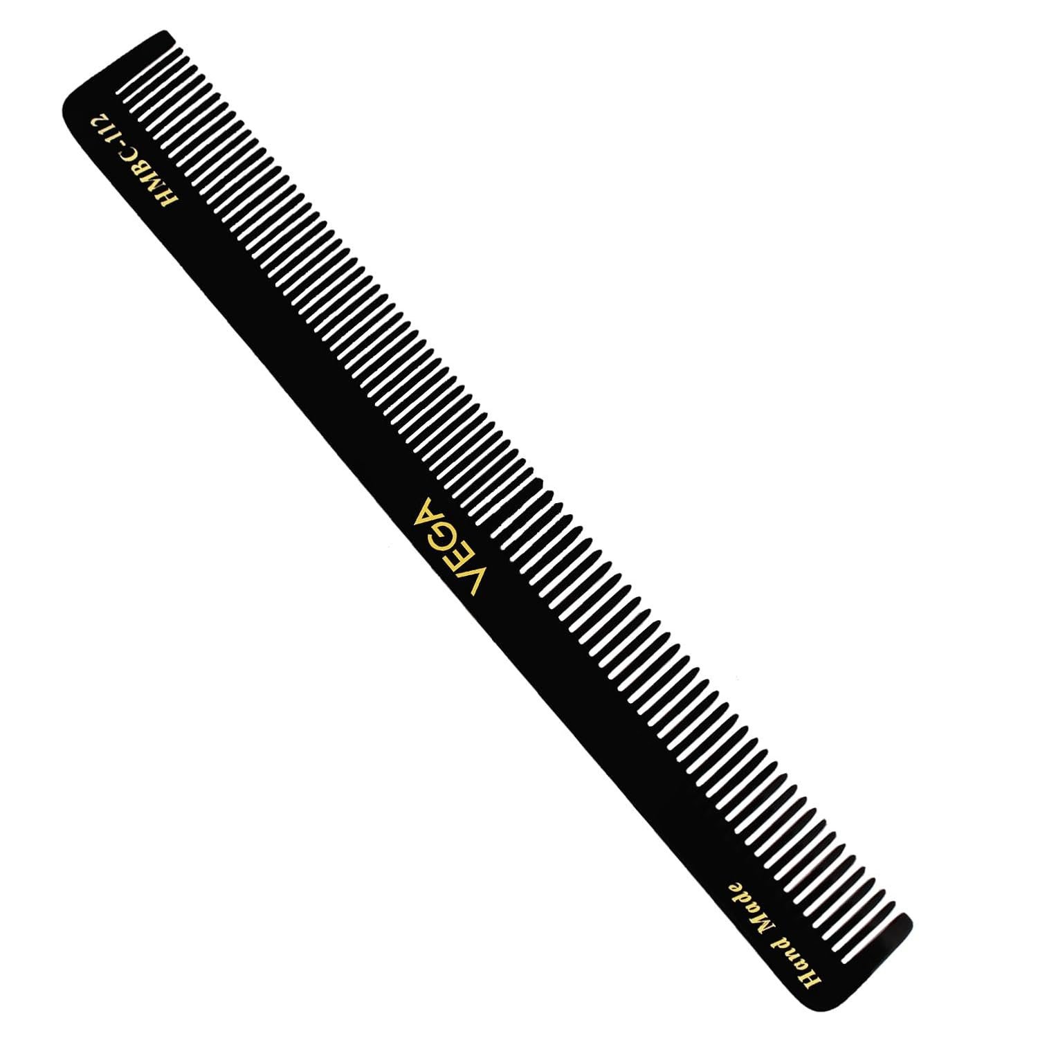 Vega Longitudinal General Grooming Hair Comb, (India's No.1* Hair Comb Brand)For Men and Women, Black, Handmade HMBC 112