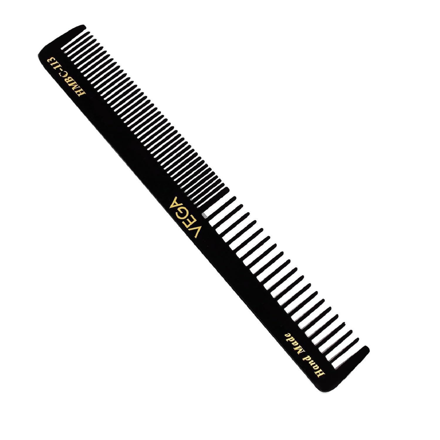 Vega General Grooming Hair Comb, (India's No.1* Hair Comb Brand)For Men and Women, Black,Handmade HMBC 113