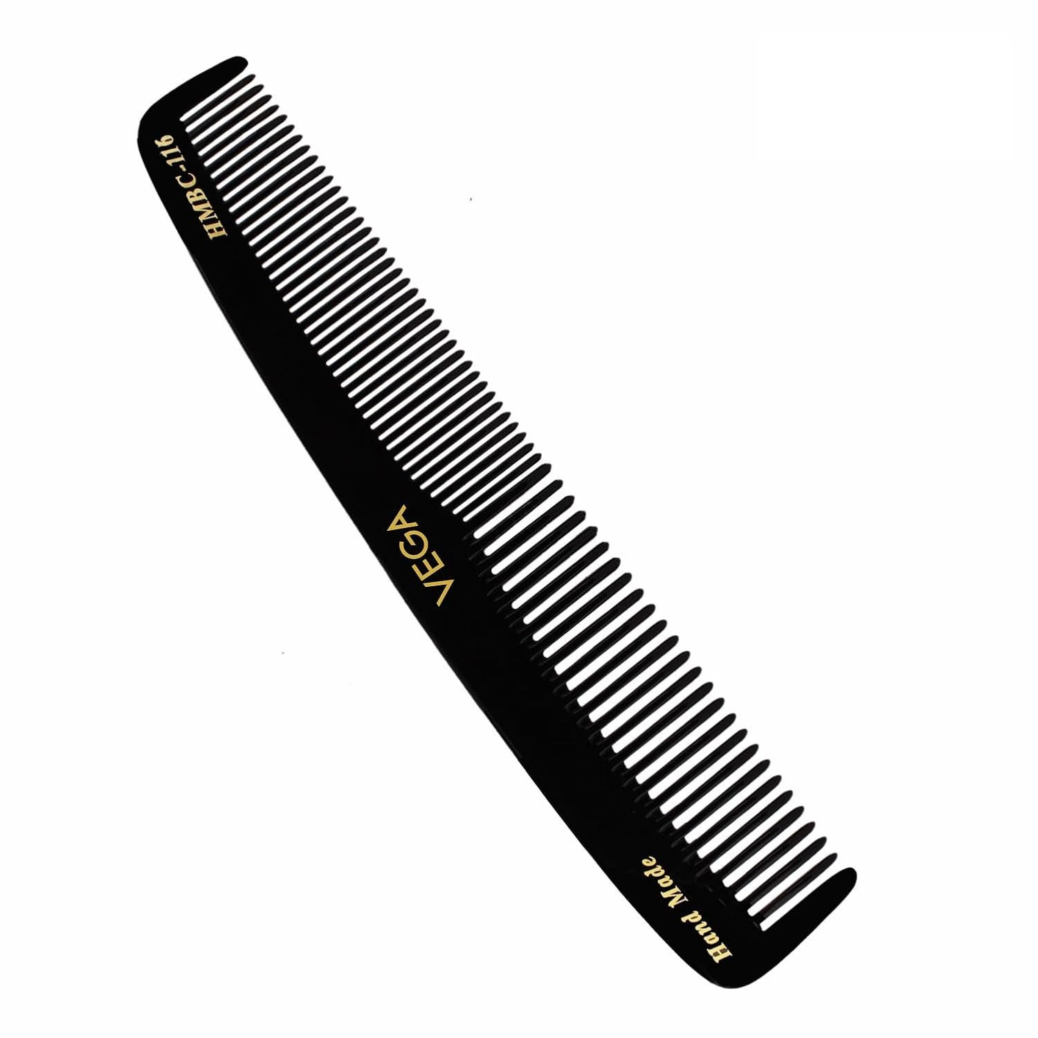 Vega Graduated Dressing Hair Comb, (India's No.1* Hair Comb Brand) For Men and Women Black, Handmade HMBC 116