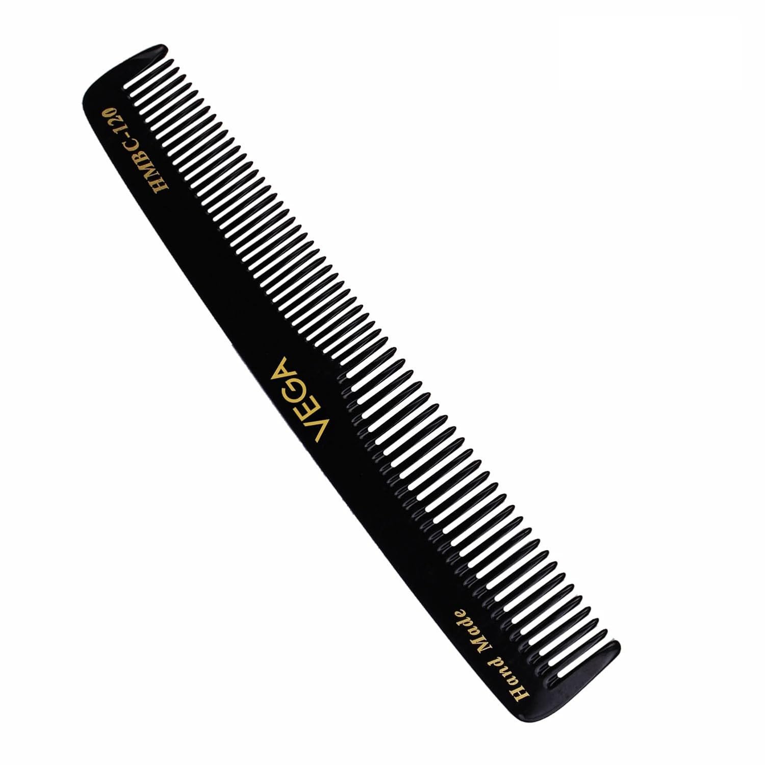 Vega Graduated Dressing Hair Comb, (India's No.1* Hair Comb Brand) For Men and Women, Black, Handmade HMBC 120