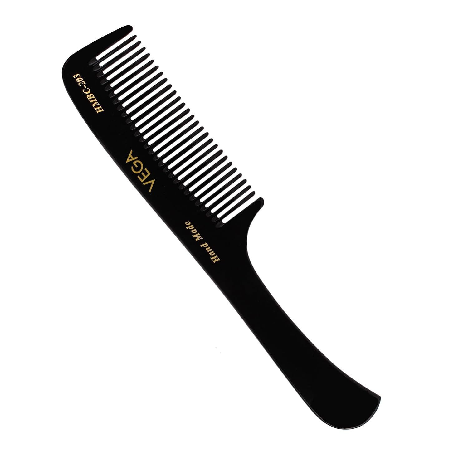 Vega Step Grooming Hair Comb,,Handmade (India's No.1* Hair Comb Brand) For Men and Women, Black HMBC 204