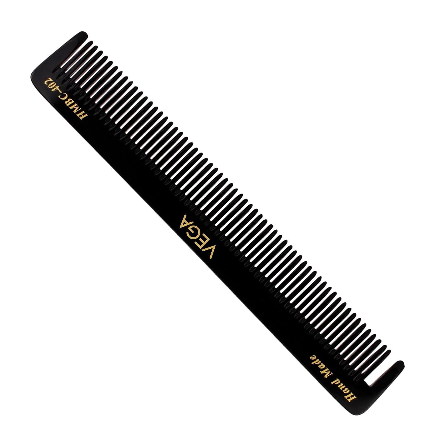 Vega Tortoise Shell Pattern Half Curve Graduated Dressing Hair Comb, Handmade (India's No.1* Hair Comb Brand)For Men and Women, Black HMBC 402