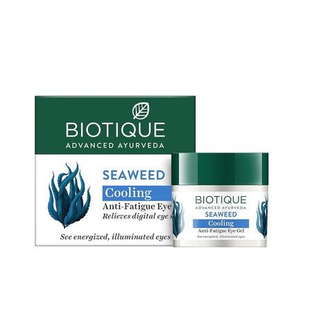 Biotique Seaweed Revitalizing Anti Fatigue Eye Gel | Contains Wild Seaweed, Nutmeg, & Honey | Reduces Dark Circle and Puffiness | Suitable for All Skin Types | 15gm