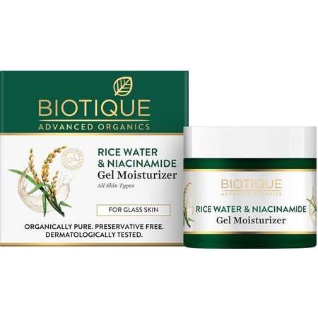 Biotique Rice Water & Niacinamide Gel Moisturizer for All Day Hydration & Natural Glow-Lightens Dark Spots & Acne Scars|For Men & Women - 50ml