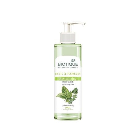 Biotique Basil & Parsley Revitalizing Body Wash | Soften Skin | Provides Natural Brightness | Deeply Cleanses | 100% Botanical Extracts | Suitable for All Skin Types | 200ml