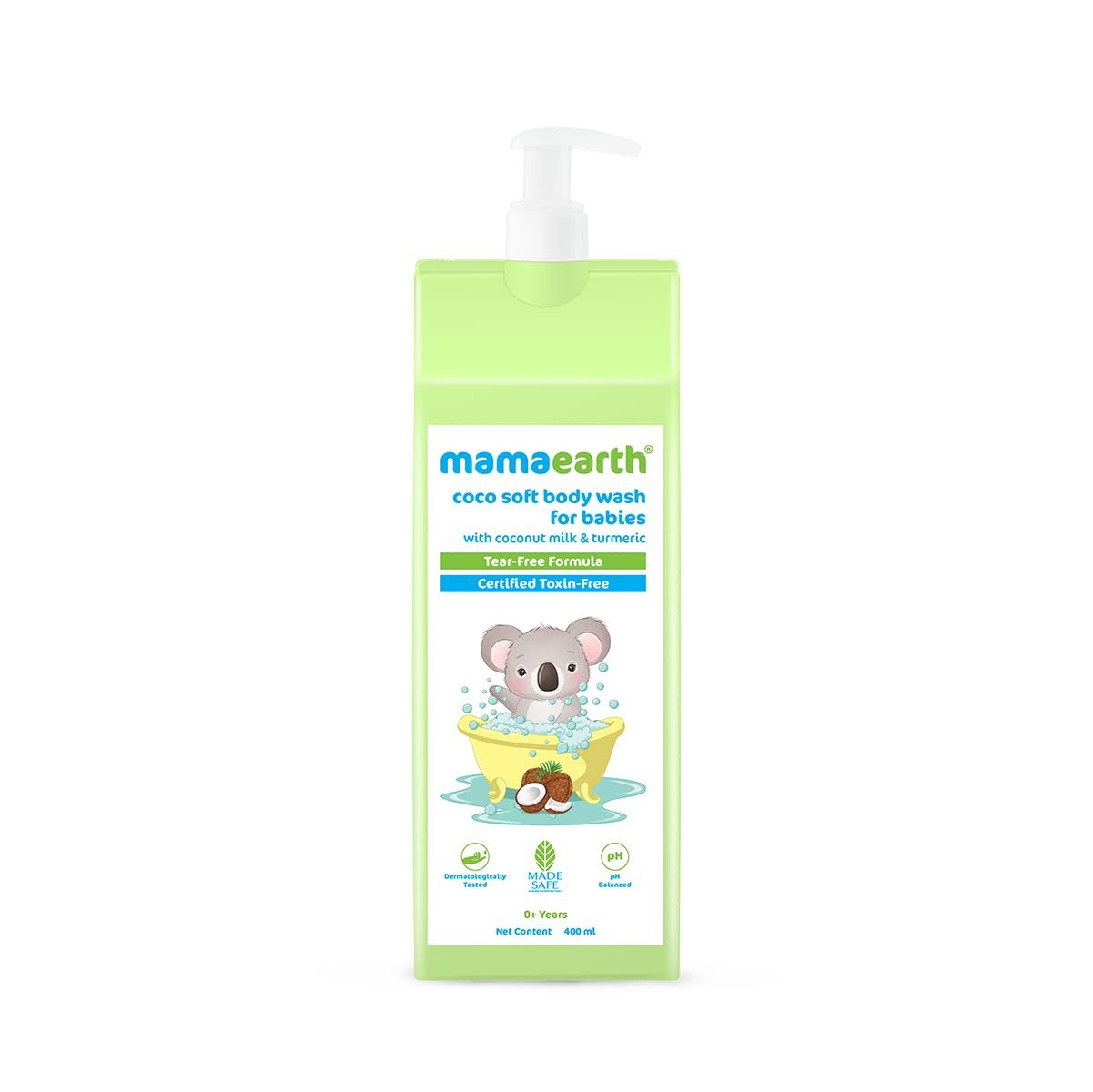 Mamaearth Coco Soft Body Wash For Babies - 400 ml | Infused with Coconut Milk & Turmeric | Tear Free Cleanser, Gently Cleanses Skin & Prevents Infections