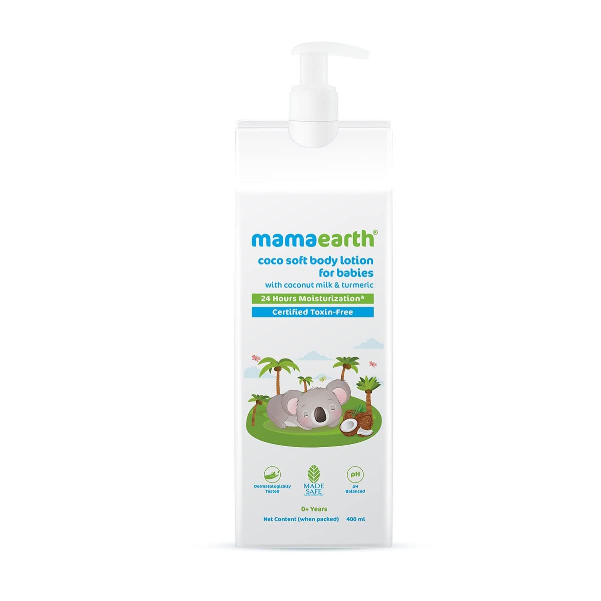 Mamaearth Coco Soft Body Lotion for Babies - 400 ml | Infused with Coconut Milk & Turmeric | 24 Hour Moisturization, Soothes Skin, Makes Skin Soft & Supple, Dermatologically Tested