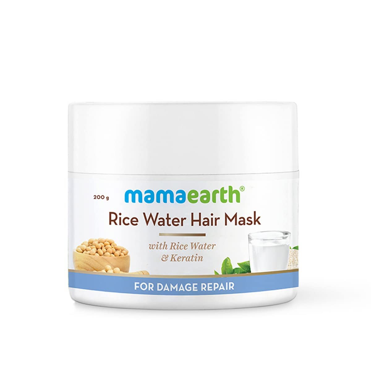 Mamaearth Rice Water For All Types Hair Mask With Rice Water & Keratin For Smoothening Hair & Damage Repair 200 G