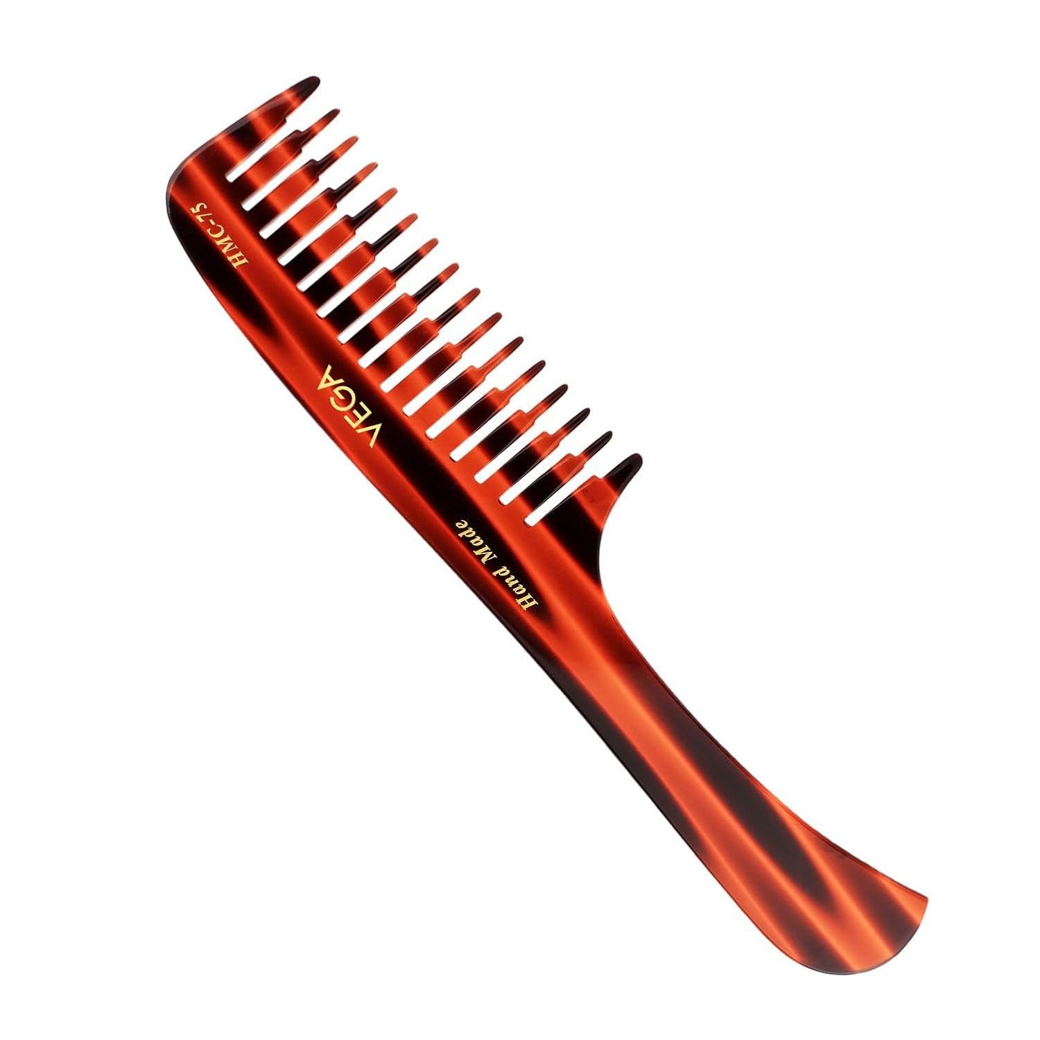 Vega Tortoise Shell Pattern Large Sized Step Grooming Hair Comb,Handmade, (India's No.1* Hair Comb Brand)For Men and Women HMC 75