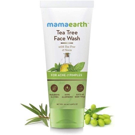 Mamaearth Tea Tree Natural Face Wash for Acne & Pimples Wash 100 ml - For Normal & Dry Skin