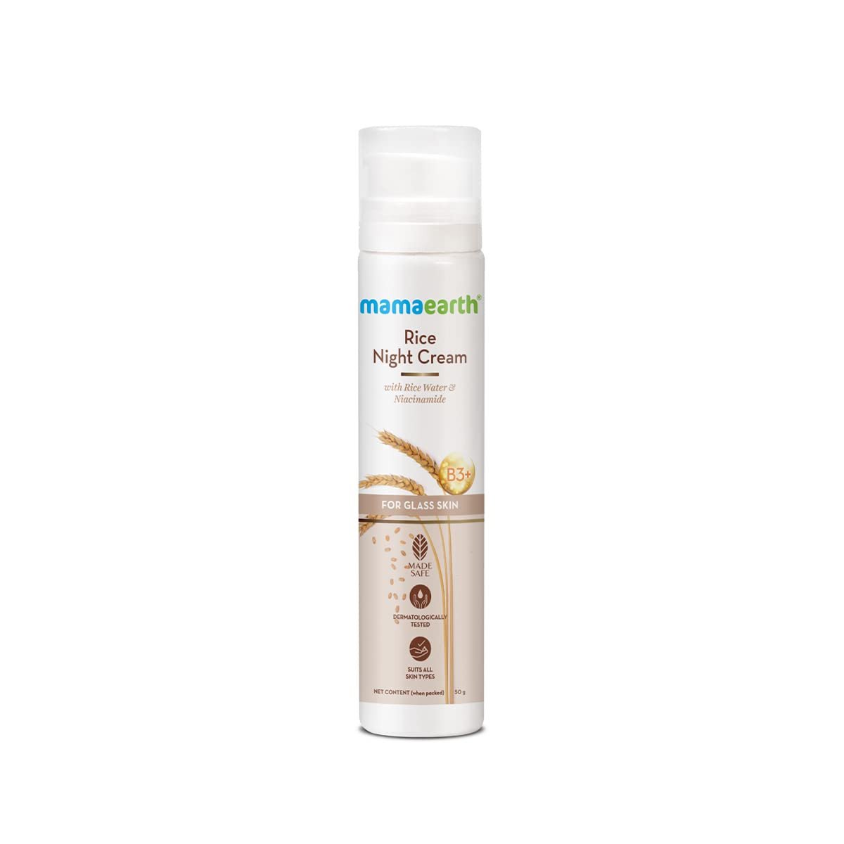 Mamaearth Rice Night Cream, for Clear Skin With Rice Water & Niacinamide for Glass Skin - 50 g