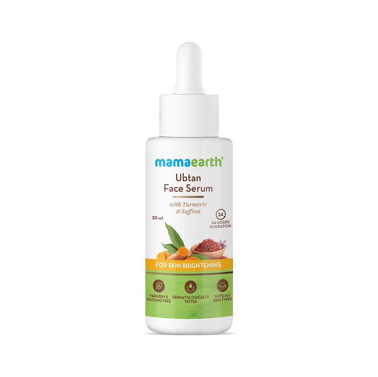 Mamaearth Ubtan Face Serum for glowing skin with Turmeric & Saffron for Skin Brightening 30 ml