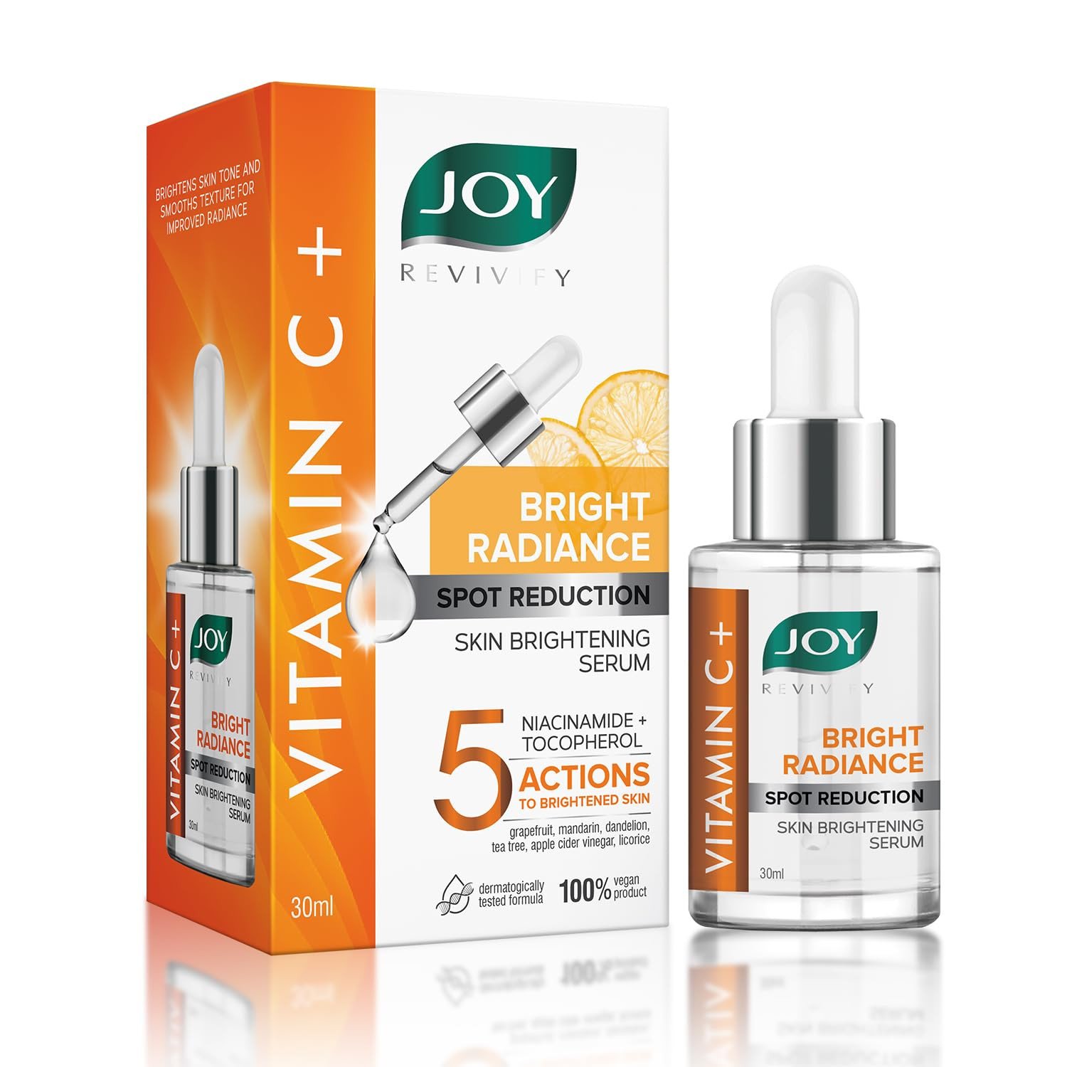 Joy Bright Radiance Vitamin C Face Serum for Skin Brightening | 5 Action Formula - Brightens, Tightens, Nourishes, Reduces Dark Spots & Skin Irritation | Suitable For All Skin Types (30ml)