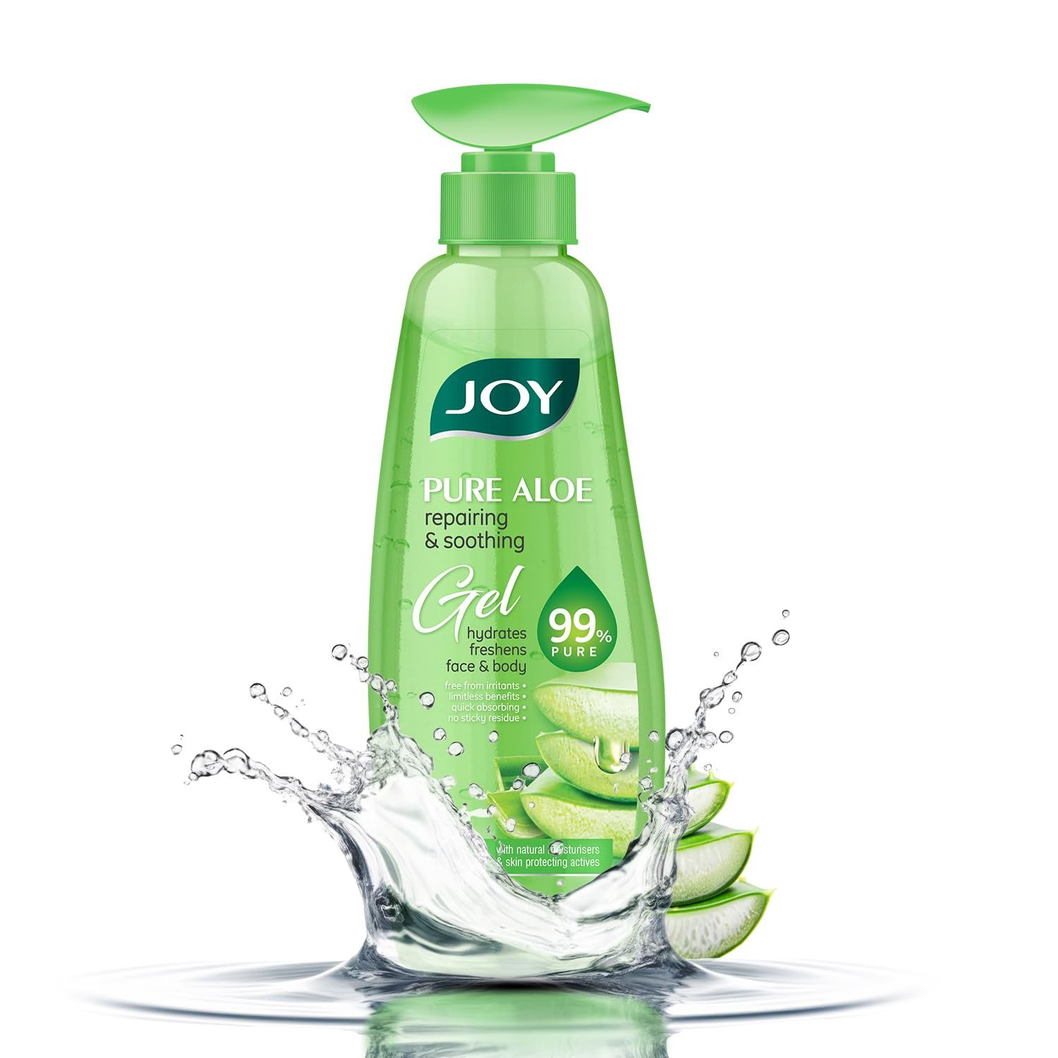 Joy Pure Aloe Vera Gel for Face & Body (300ml) with Natural Moisturisers & Pro Vitamin B5 | 99% Pure Aloe Gel for Hydrating Dry & Damaged Skin | Non Sticky & Quick Absorbing