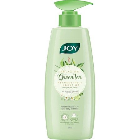 Joy Relaxing Green Tea Body Serum Lotion | Refreshing & Hydrating With Bergamot & Chamomile Essential Oil | Quick Absorbing & Skin Glowing | Body Serum Lotion for Winters | For All Skin Types | 300 ml