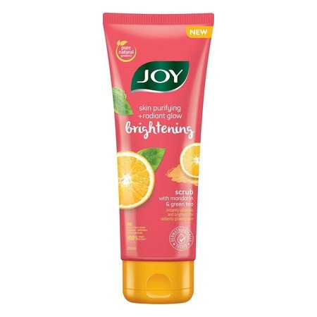 Joy Mandarin & Green Tea Face Scrub for Women & Men (200gm) | Exfoliating Scrub for Face with Vitamin C | Brightens & Refreshes All Skin Types | 100% Vegan & Gentle on Skin