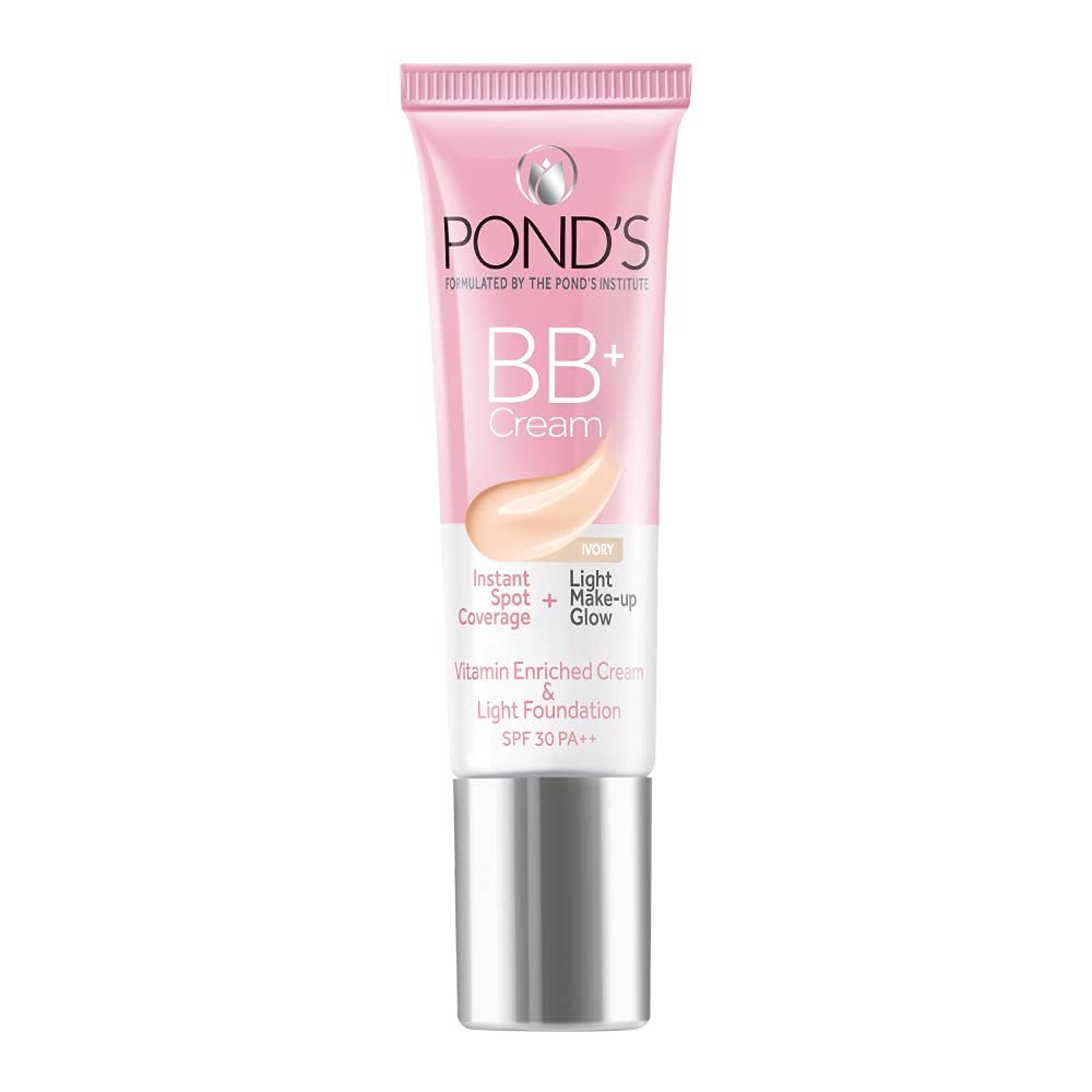 POND's BB+ Cream For All Skin Types, Matte Instant Spot Full Coverage + Light Make-Up Glow, Ivory