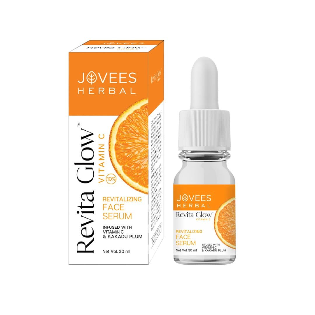 Jovees Herbal Revita Glow Vitamin C Face Serum Infused with Vitamin C & Kakadu Plum |Reduces Dark Spots|For Naturally Glowing Skin | For All Skin Type | 30ml