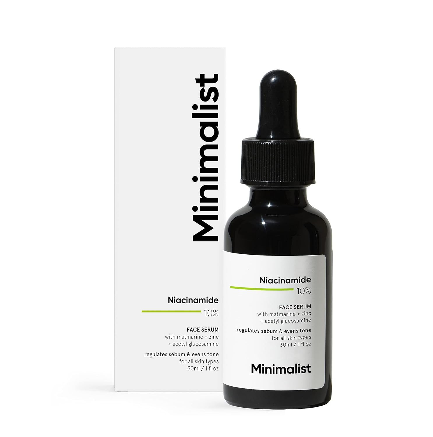 Minimalist Oil Control & Anti-Acne 10% Niacinamide Face Serum with Zinc | Skin Clarifying,Blemishes & Pore Care for All Skin Types | 30ml (Pack of 1)