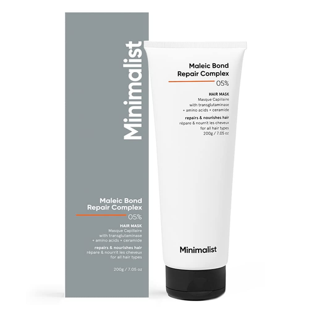 Minimalist Hair Mask for Damaged Hair & Frizzy Hair | After Shampoo | Maleic Bond Repair Complex 5% | Transglutaminase, Amino Acids & Ceramides | For Women & Men | 7.05 Oz/200 gm