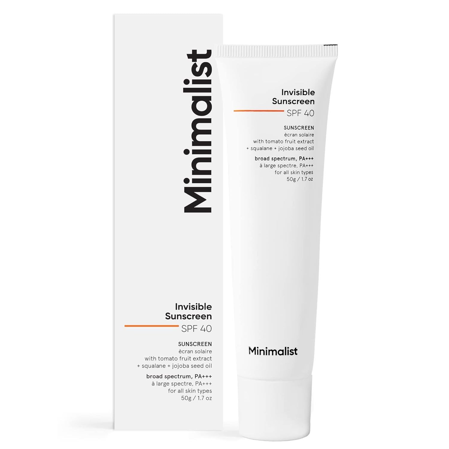 Minimalist Invisible Sunscreen for Oily Skin | | Ultra Light Sunscreen Gel with Matte Finish | SPF 40 PA+++ | Clinically Tested in USA (In-Vivo) | No White Cast | Sweat Resistant, Water Resistant | For Women & Men | 50 gm