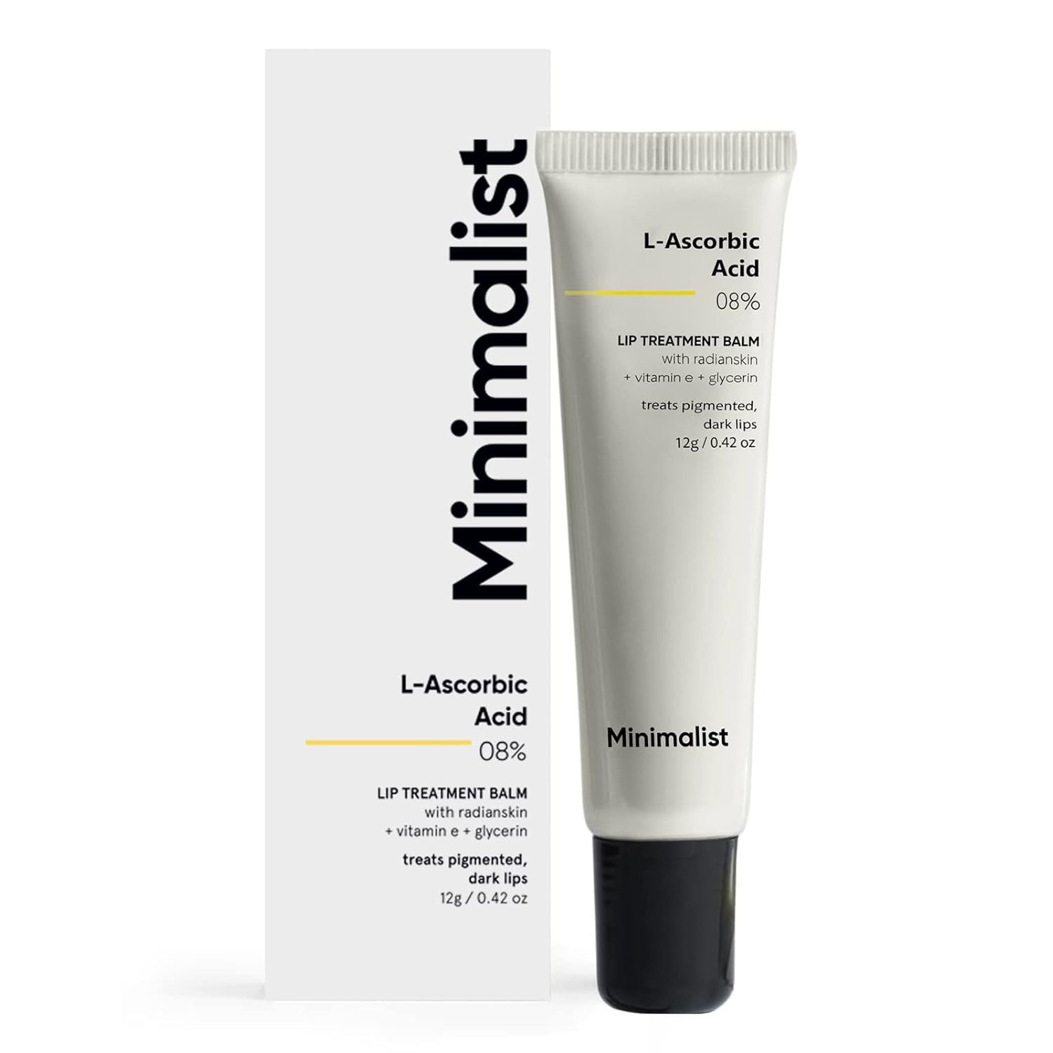 Minimalist 8% L-Ascorbic Acid Lip Treatment Balm with Vitamin E, Radianskin & Glycerine for Pigmented & Dark Lips | For Women & Men | 12 gm