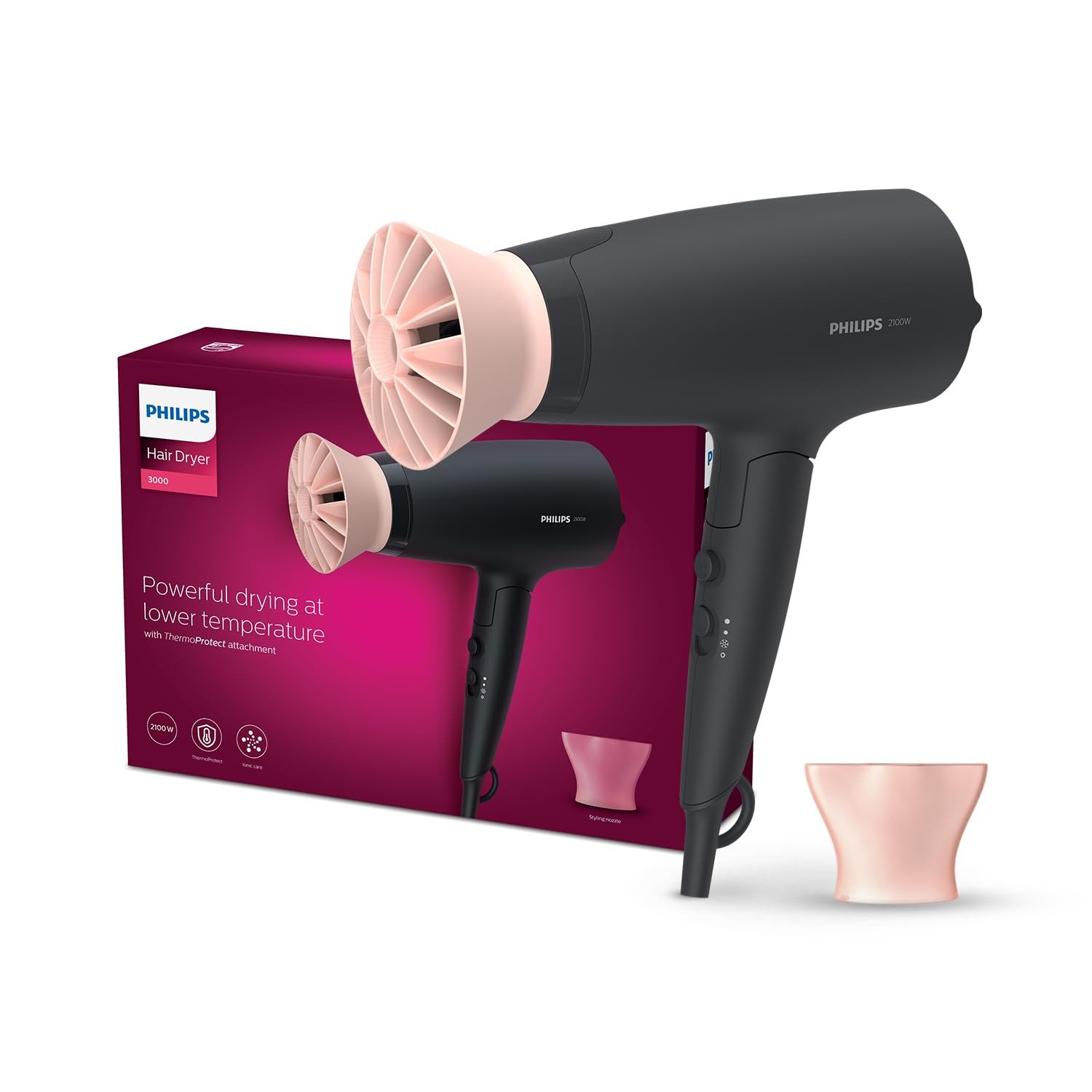 Philips Hair Dryer - Powerful drying with less heat I 6 Styling options for Professional Salon like blowdry I 2100 W