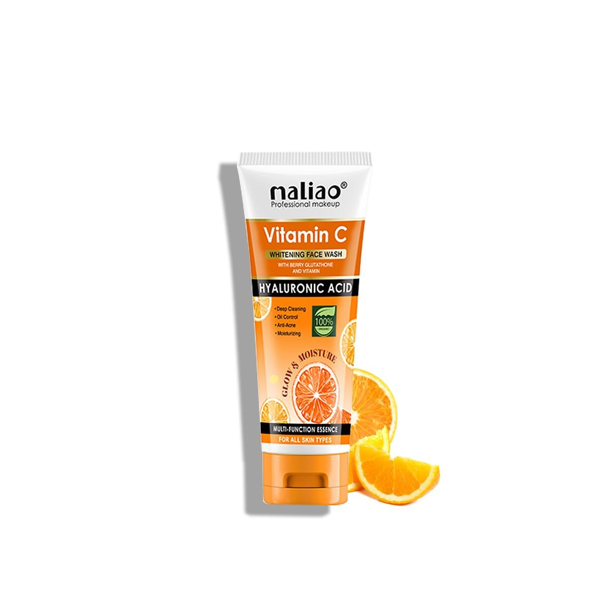 Maliao Vitamin C Whitening Face Wash with Berry Glutathione & Hyaluronic Acid for Glowing Skin (Deep Cleansing, Oil Control, Anti-Acne, Moisturizing, All Skin Types) M339