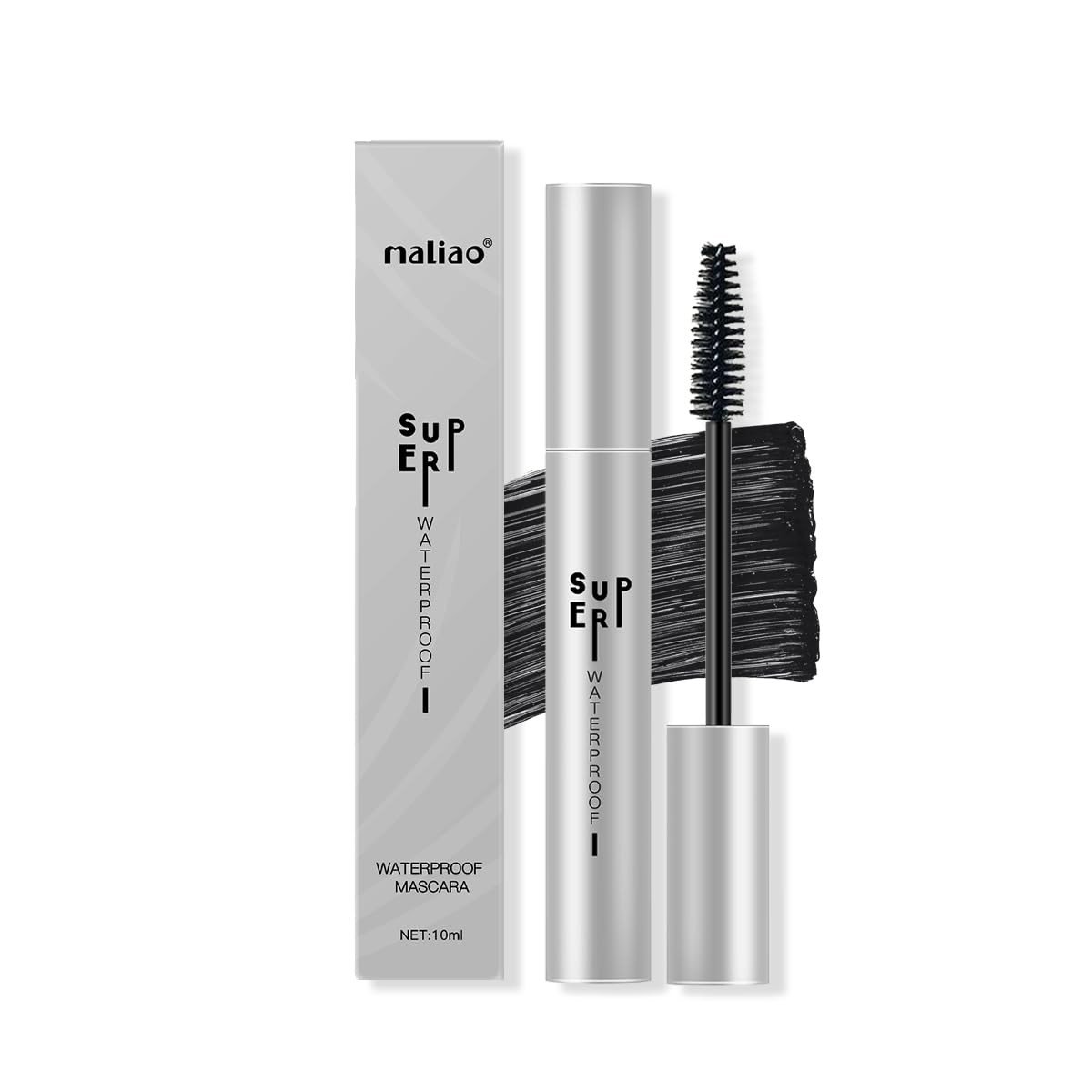 Maliao Long Lasting Super Waterproof Mascara & Defined Volume with No Clump, Gives Lashes Intense Volumising, Suitable for Sensitive Eyes, Soft Fibre Brush Washable, Natural Finish Black, 10ml M274