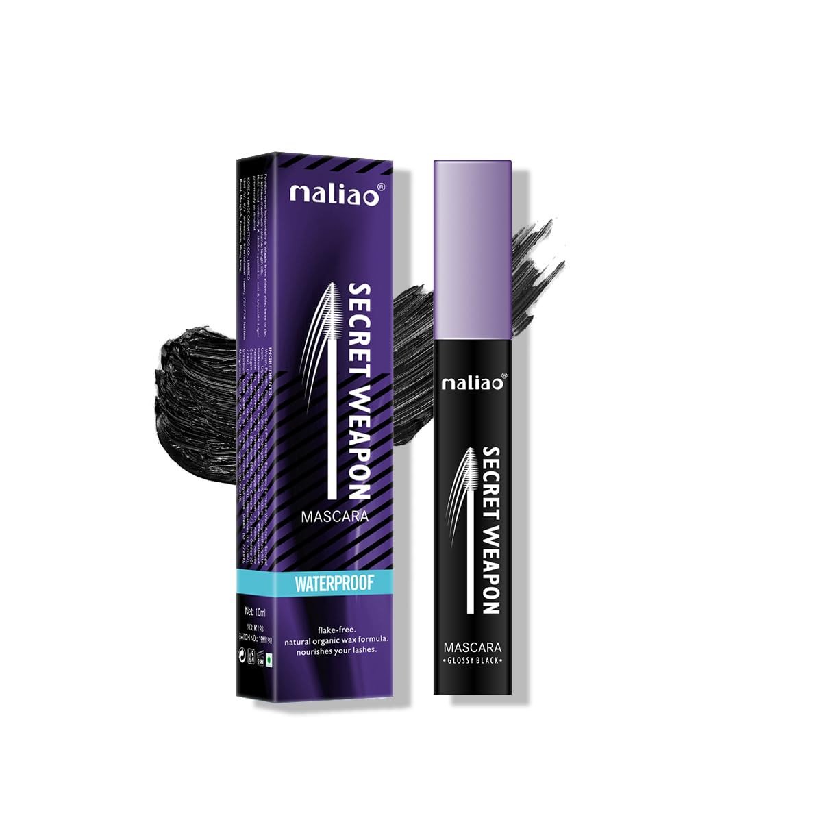 Maliao Secret Weapon Mascara - Glossy Black Lashes, Voluminous & Lengthening (10ml) M198