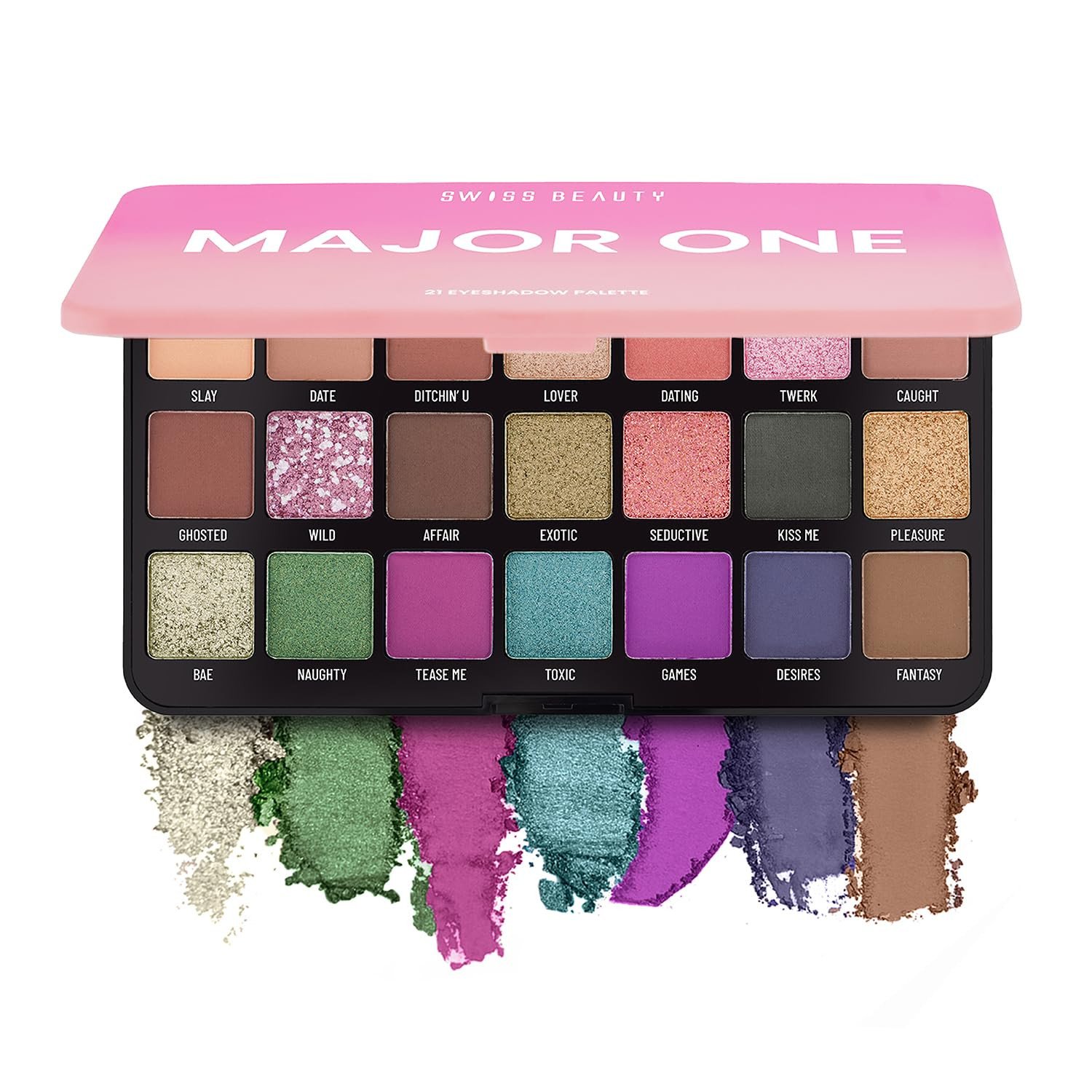 Swiss Beauty Major One Eyeshadow Palette with 21 Highly blendable shades | Blend of Mattes, Metallics and Shimmers | Multicolor, 20gm SB750