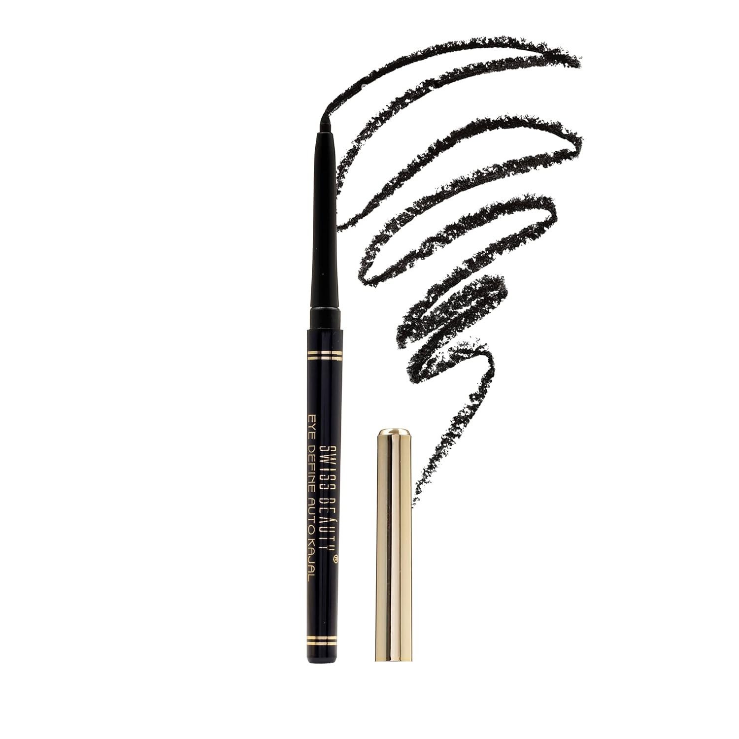 SWISS BEAUTY Eye Define Auto Kajal Pencil Longwear & Smudgeproof, Eye Makeup, Matte Finish - Sb-E3 Black, 0.35G Long Stay, Waterproof, Eye Kajal Pencil, Makeup Kajal Pencil, Longlasting, Light Weight SB E3