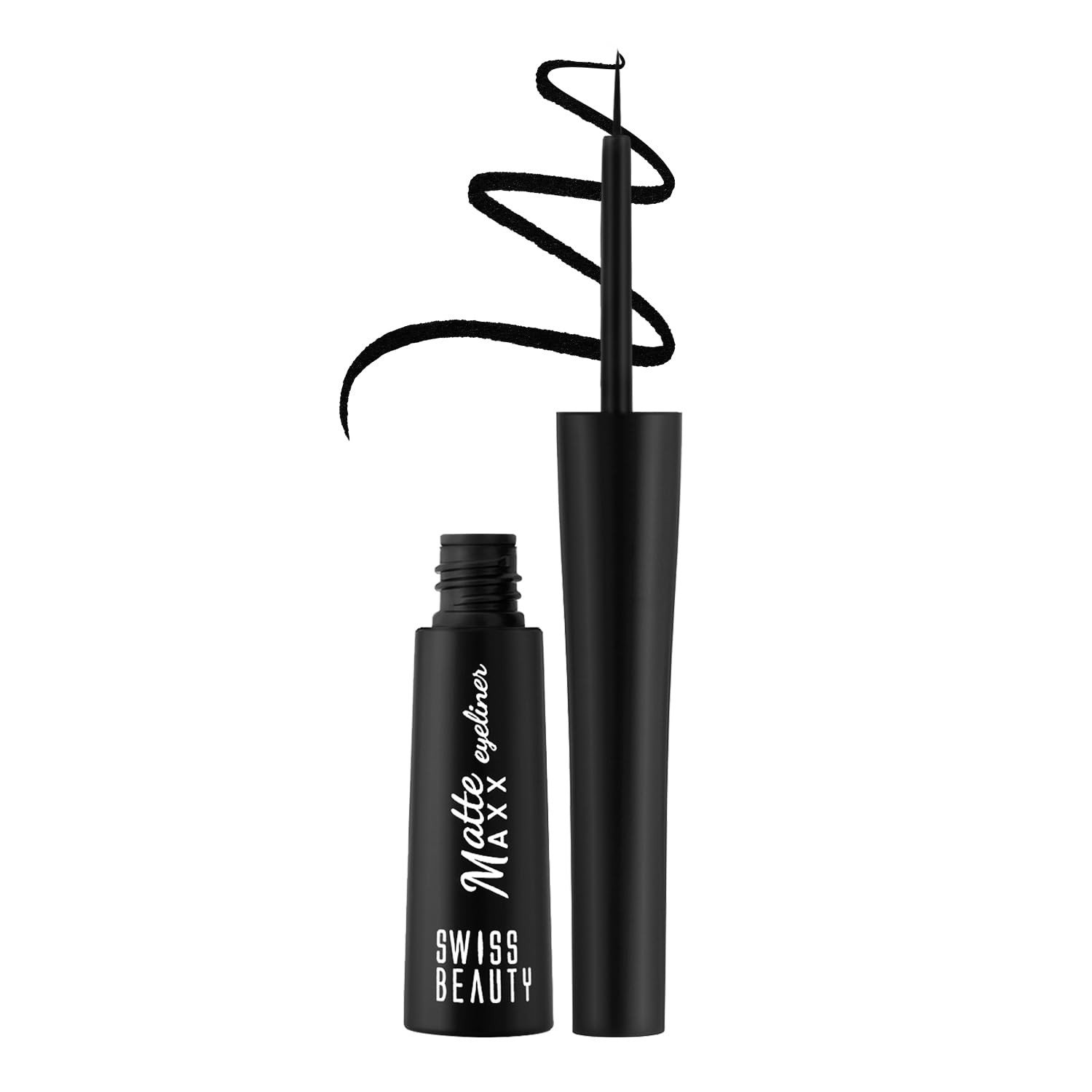 Swiss Beauty Matte Max Liquid Eyeliner | Smudge-proof | Quick Drying | With Fine Tip precise application | Black, 4g SB 955