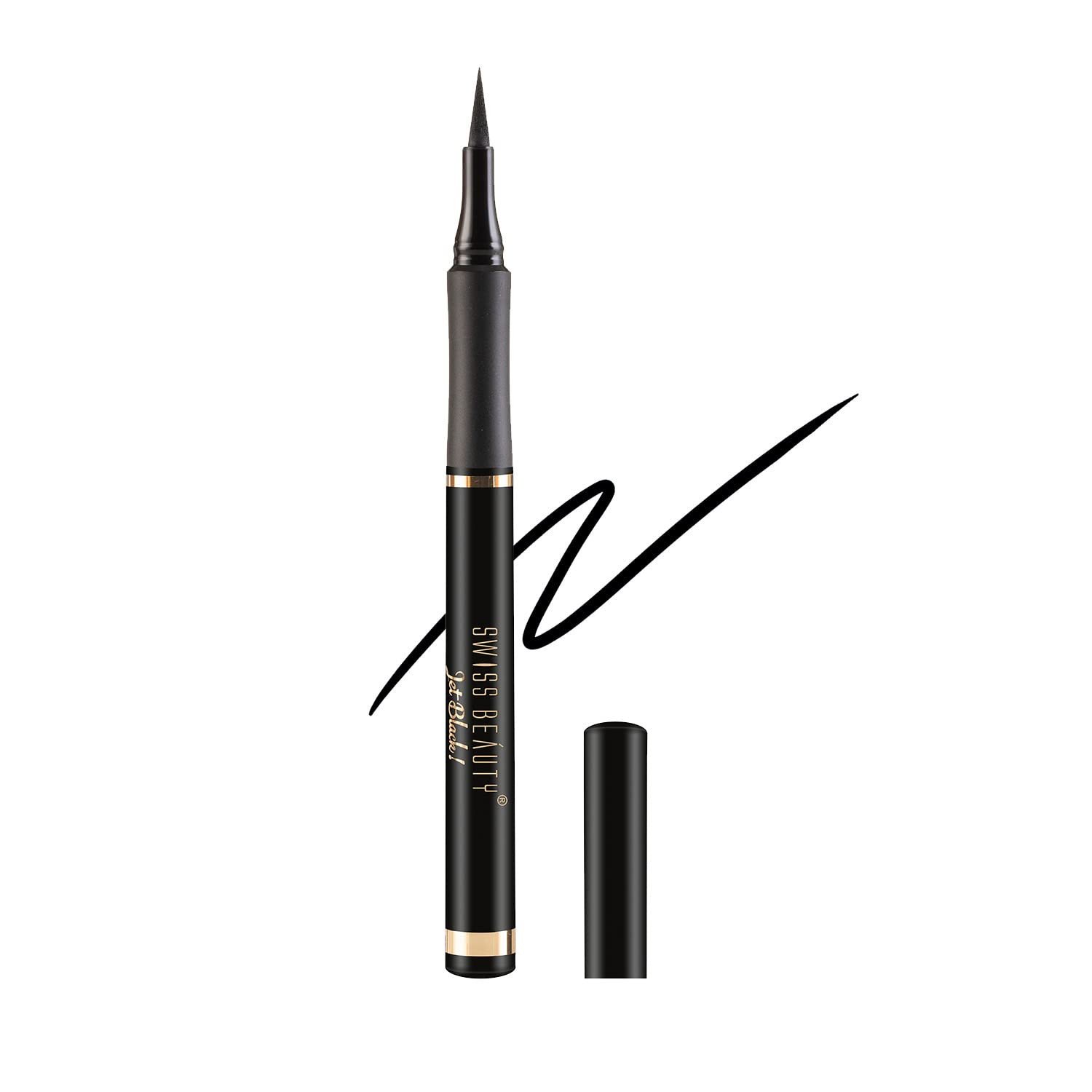 Swiss Beauty Waterproof And Long Wearing Bold Felt Tip Pen Eyeliner | Smudge Proof Eye Makeup | Quick Drying | Black, 1.2ml SB 1003