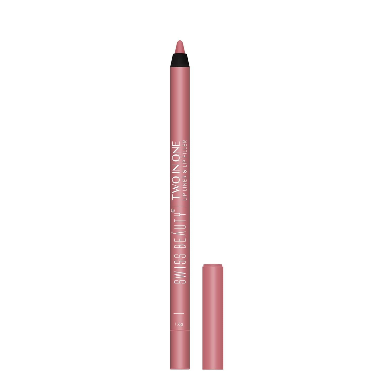 Swiss Beauty 2-In-1 Creamy Matte Lip Liner + Lip Filler | Smudgeproof and waterproof 1.6G