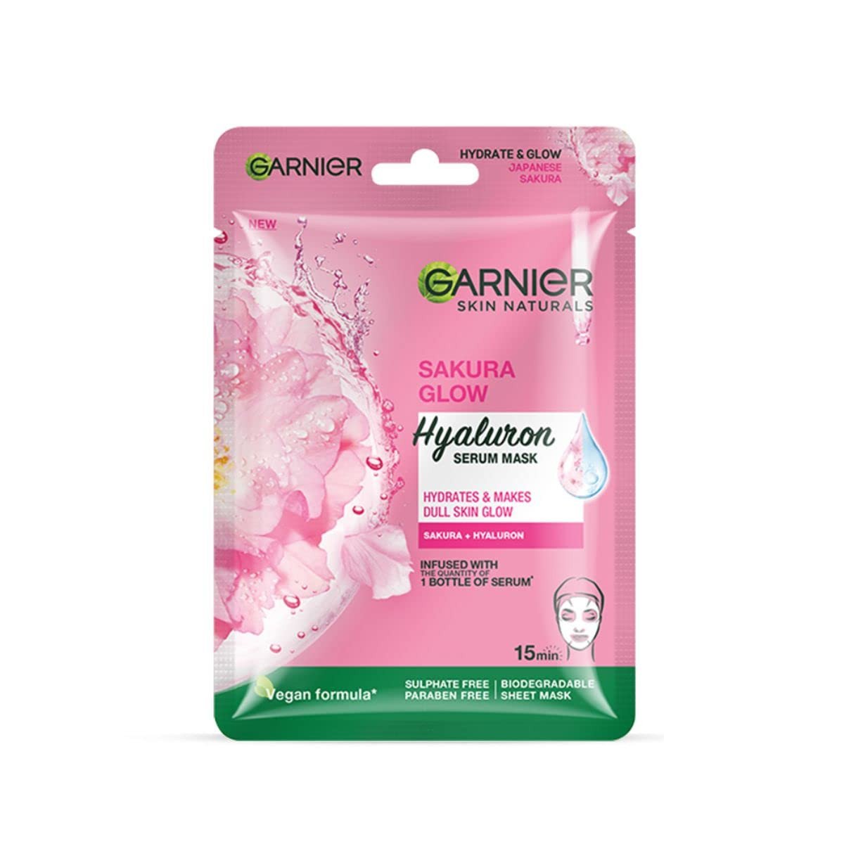 Garnier Skin Naturals, Sheet Mask, Hydrating & Increases Glow, Sakura Glow, 28g