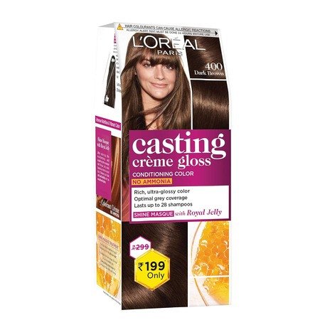 L'Oreal Paris Casting Crème Gloss Small Pack, 400 Dark Brown 21g + 24ml